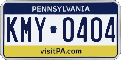 PA license plate KMY0404