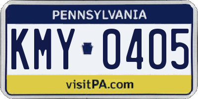 PA license plate KMY0405