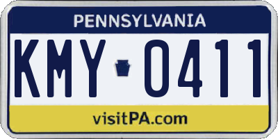 PA license plate KMY0411