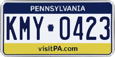 PA license plate KMY0423