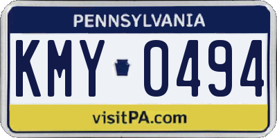 PA license plate KMY0494