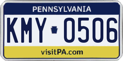 PA license plate KMY0506