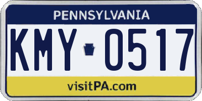 PA license plate KMY0517