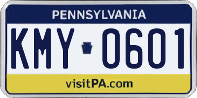 PA license plate KMY0601