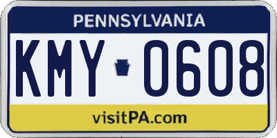 PA license plate KMY0608
