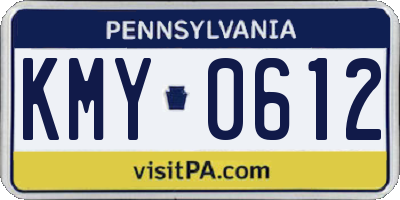 PA license plate KMY0612