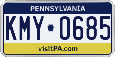 PA license plate KMY0685