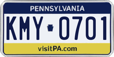 PA license plate KMY0701