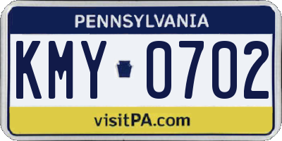 PA license plate KMY0702