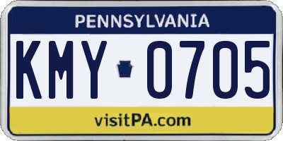PA license plate KMY0705