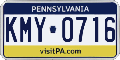 PA license plate KMY0716