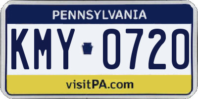 PA license plate KMY0720