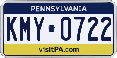 PA license plate KMY0722