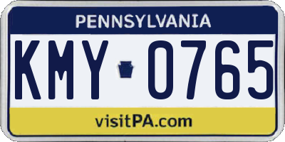 PA license plate KMY0765