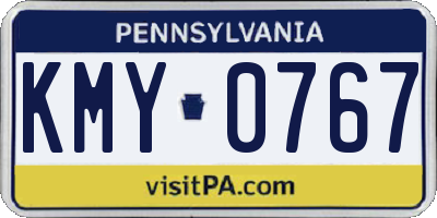 PA license plate KMY0767