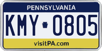 PA license plate KMY0805