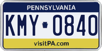 PA license plate KMY0840