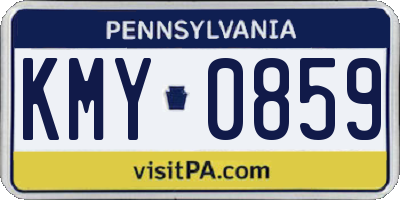 PA license plate KMY0859