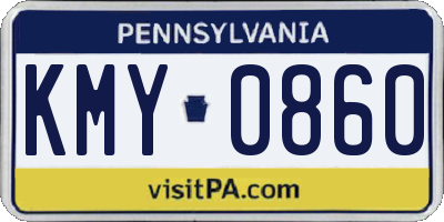 PA license plate KMY0860