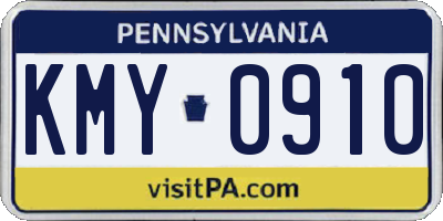 PA license plate KMY0910
