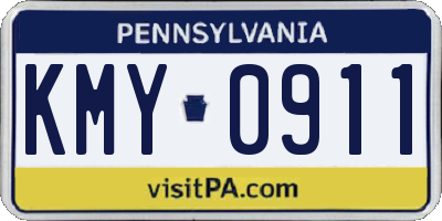 PA license plate KMY0911