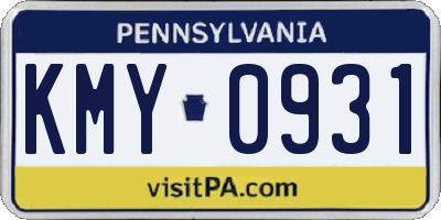PA license plate KMY0931