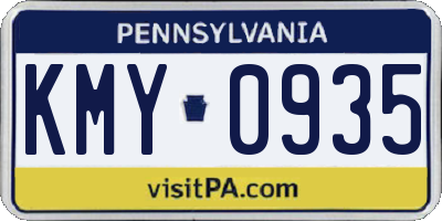 PA license plate KMY0935