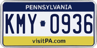 PA license plate KMY0936