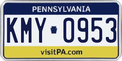 PA license plate KMY0953
