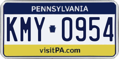 PA license plate KMY0954