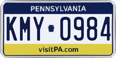 PA license plate KMY0984