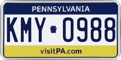 PA license plate KMY0988