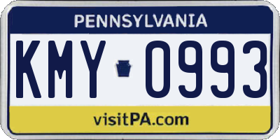 PA license plate KMY0993
