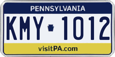PA license plate KMY1012