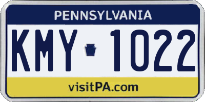 PA license plate KMY1022