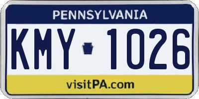 PA license plate KMY1026