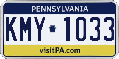 PA license plate KMY1033
