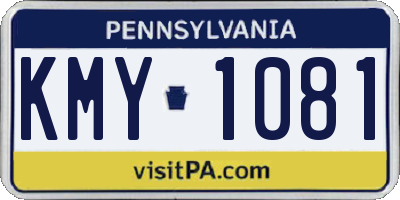 PA license plate KMY1081