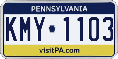 PA license plate KMY1103