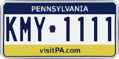 PA license plate KMY1111