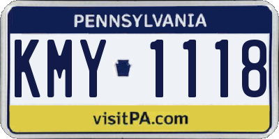 PA license plate KMY1118