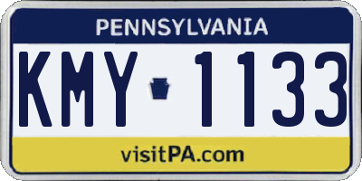 PA license plate KMY1133