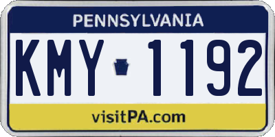 PA license plate KMY1192
