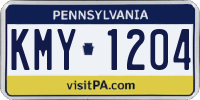 PA license plate KMY1204
