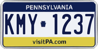 PA license plate KMY1237