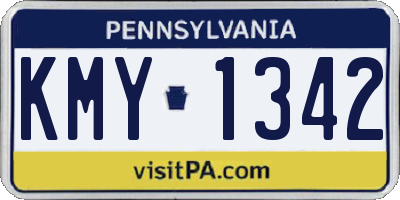 PA license plate KMY1342