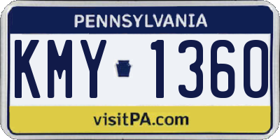 PA license plate KMY1360