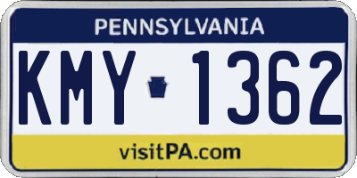 PA license plate KMY1362