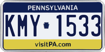 PA license plate KMY1533