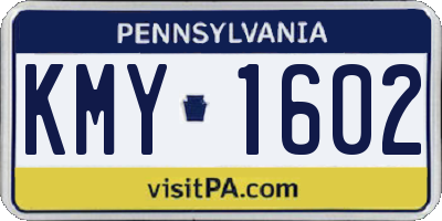 PA license plate KMY1602